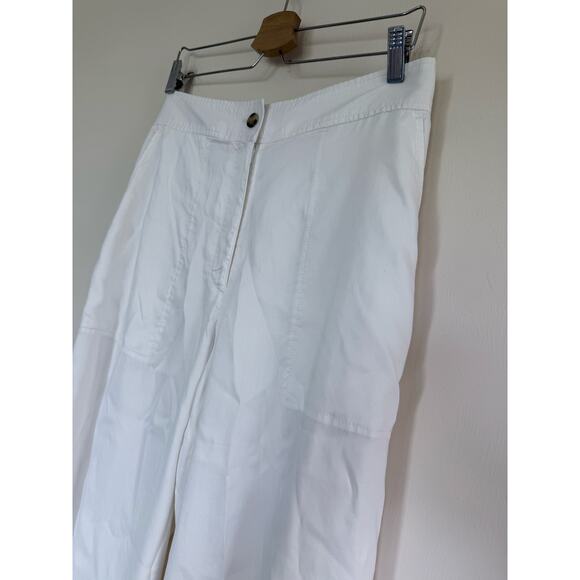 current CLUB MONACO white linen blend lightweight cropped culotte wide leg pants - Picture 5 of 12
